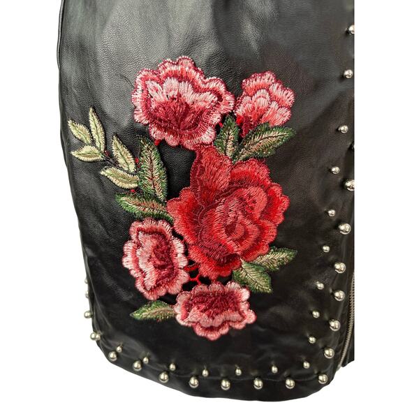 Promesa Studded Embroidered Faux Leather Skirt - Picture 7 of 10